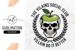 Villains Social Club Apple Skull Emblem Sublimation Design Product Image 1
