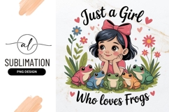 Girl With Frogs Sublimation Png Illustration Product Image 1