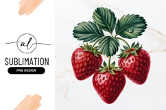 Three Strawberries With Leaves Sublimation Png Product Image 1
