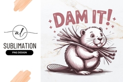 Cartoon Beaver Holds Sticks Sublimation Png Product Image 1