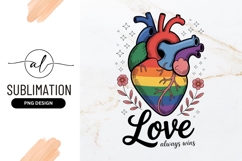 Rainbow Heart Love Always Wins Sublimation Png Product Image 1