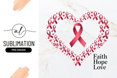 Breast Cancer Awareness Ribbon Heart Sublimation Png Product Image 1
