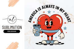 Patriotic Heart Character Design Sublimation Png Product Image 1