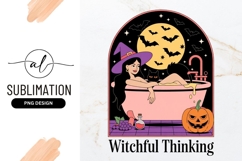 Halloween Witch In Bathtub Sublimation Png Product Image 1