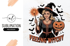 Halloween Witch Pumpkin Sublimation Png Design Product Image 1