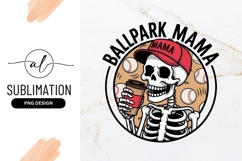 Ballpark Mama Skeleton With Coffee Sublimation Png Product Image 1