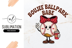 Cute Baseball Cartoon With Coffee Sublimation Png Product Image 1