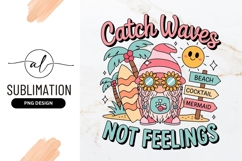 Summer Gnome Catch Waves Sublimation Png Product Image 1