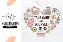 Cute Self Care Heart Concept Illustration Sublimation Product Image 1