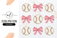 Baseball Balls And Pink Bows Sublimation Png Product Image 1