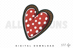 heart, cookie, polka dots, red, white, icing, dessert, food, valentines day, love, cartoon, illustration, vector, sweet, baked, confectionery, romance, festive, celebration, holiday, bakery, cute, pattern, decorative, graphic, design, drawing, isolated, h