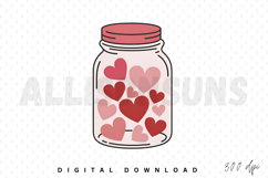 Hearts In A Jar Romantic Valentines Day Vector Illustration Product Image 1