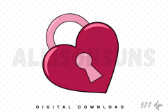 Heart Shaped Padlock Vector Illustration Romantic Love And Product Image 1