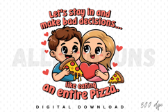 valentine, love, heart, couple, pizza, food, cartoon, illustration, cute, funny, stay in, bad decisions, relationship, boyfriend, girlfriend, romantic, pizza slice, pizza lover, kawaii, design, clip art, vector, character