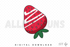 Cartoon Strawberry Illustration With White Stripes On White Product Image 1