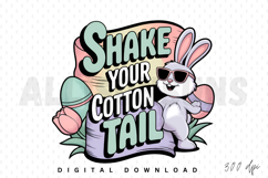 Fun Easter Bunny Cartoon With Eggs And Shake Your Tail Text Product Image 1