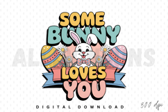 Retro Easter Bunny Graphic With Eggs And Floral Elements Product Image 1