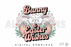 Adorable Kissing Bunnies And Easter Wishes With Pastel Eggs Product Image 1