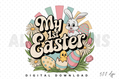 My First Easter Cute Bunny Chick And Decorated Eggs Design Product Image 1