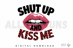 Shut Up And Kiss Me Lips With Checkered Pattern Typography Product Image 1