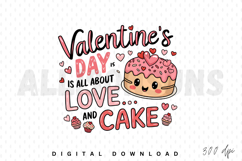 Valentines Day Love And Cake Cute Kawaii Digital Art Design Product Image 1