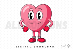 Cartoon Pink Heart Character Illustration With Funny Face Product Image 1