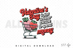 Valentines Day Shopping Cart With Hearts And Money Funny Product Image 1