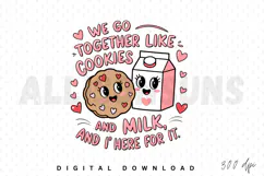 Cute Milk And Cookies Cartoon Duo With Hearts Love Concept Product Image 1