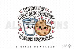 Milk And Cookies Cartoon Kawaii Illustration Were Like Product Image 1