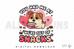 Cute Cartoon Dog We Are Out Of Snacks Hearts Background Product Image 1