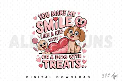 You Make Me Smile Cute Dog And Baby With Treats Illustration Product Image 1