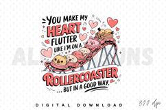 Cute Animals On Rollercoaster Valentine Love Cartoon Product Image 1