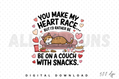 Cute Cat On Couch With Snacks Cartoon Graphic Illustration Product Image 1