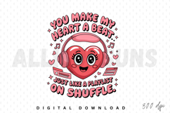 Cute Heart Wearing Headphones And Love Quotes On White Product Image 1