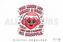 Cute Heart Wearing Headphones And Love Quotes On White Product Image 1