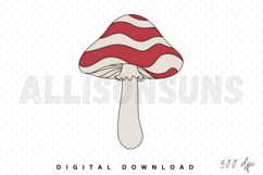 mushroom, psychedelic, retro, vintage, illustration, striped, fungus, fungi, groovy, 70s, sixties, 60s, trippy, hallucinogenic, fairytale, magic, whimsical, botanical, nature, toadstool, amanita, vector, drawing, clip art, doodle, icon, design, element, s