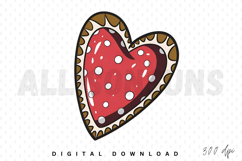 heart, love, polka dots, red, white, cartoon, drawing, vector, graphic, illustration, cute, valentines day, design, decorative, shape, dotted, pattern, brown border, border, outline, isolated, background, object, element, clip art, sticker, digital, digit