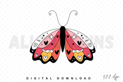 butterfly, pink, hearts, stars, vector, illustration, decorative, whimsical, cute, graphic, design, art, wings, insect, nature, spring, summer, black outline, boho, bohemian, abstract, trendy, modern, doodle, handdrawn, clipart, isolated, digital art, pat