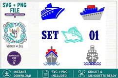 Cruise Ship Bundle of 20 Nautical SVG Cut File Sublimation Product Image 2
