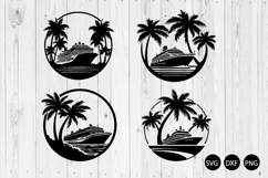 Cruise Ship With Palm Tree SVG, Vacation SVG, Cruise Ship Product Image 1