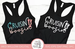 Fun Cruise shirt cut file displayed on two black tank tops, one design is all white and the other is multiple colors