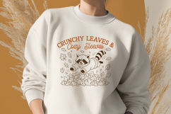 Crunchy Leaves and Cozy Sleeves SVG PNG, Funny Fall Raccoon Product Image 2