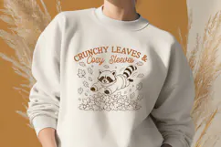 Crunchy Leaves and Cozy Sleeves SVG PNG, Funny Fall Raccoon Product Image 2