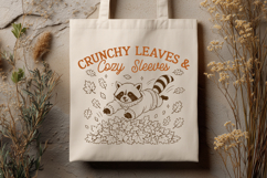 Crunchy Leaves and Cozy Sleeves SVG PNG, Funny Fall Raccoon Product Image 3