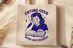 Crying Over Book Boyfriends SVG PNG, Funny Book Lover Desig Product Image 3