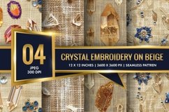 Crystal Embroidery on Beige Jute Digital Paper Product Image 1