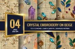 Crystal Embroidery on Beige Jute Digital Paper Product Image 1