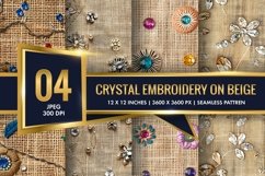 Crystal Embroidery on Beige Jute Digital Paper Product Image 1