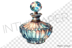 Ornate and vintage faceted design crystal empty bottle PNG Product Image 1