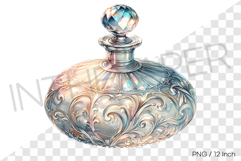 Antique damask relief round crystal empty bottle PNG Clipart Product Image 1